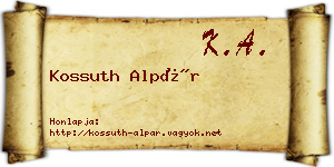 Kossuth Alpár névjegykártya